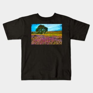 Painterly Moorland Heather Landscape Art Kids T-Shirt